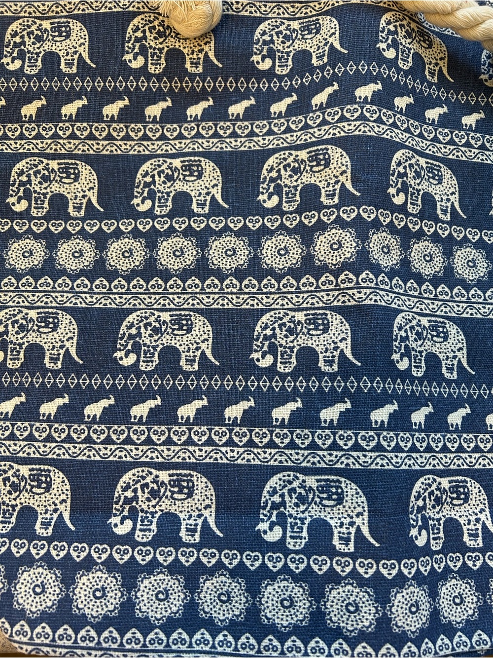 New Navy & Cream Elephant Print Rope-Handle Tote Bag - Picture 6 of 6